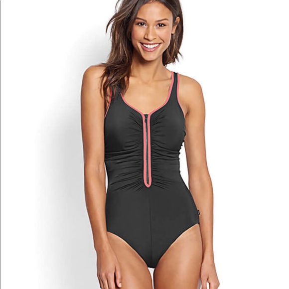 Reebok Other - Reebok Half Zip One Piece Swimsuit Black Size 14